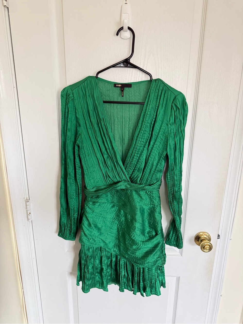 Maje Runnylona Draped Pleated Lamé Mini Dress - Picture 6 of 7